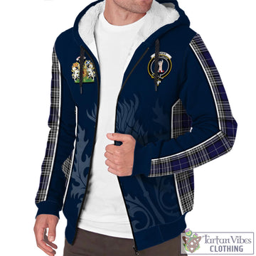 Napier Tartan Sherpa Hoodie with Family Crest and Scottish Thistle Vibes Sport Style