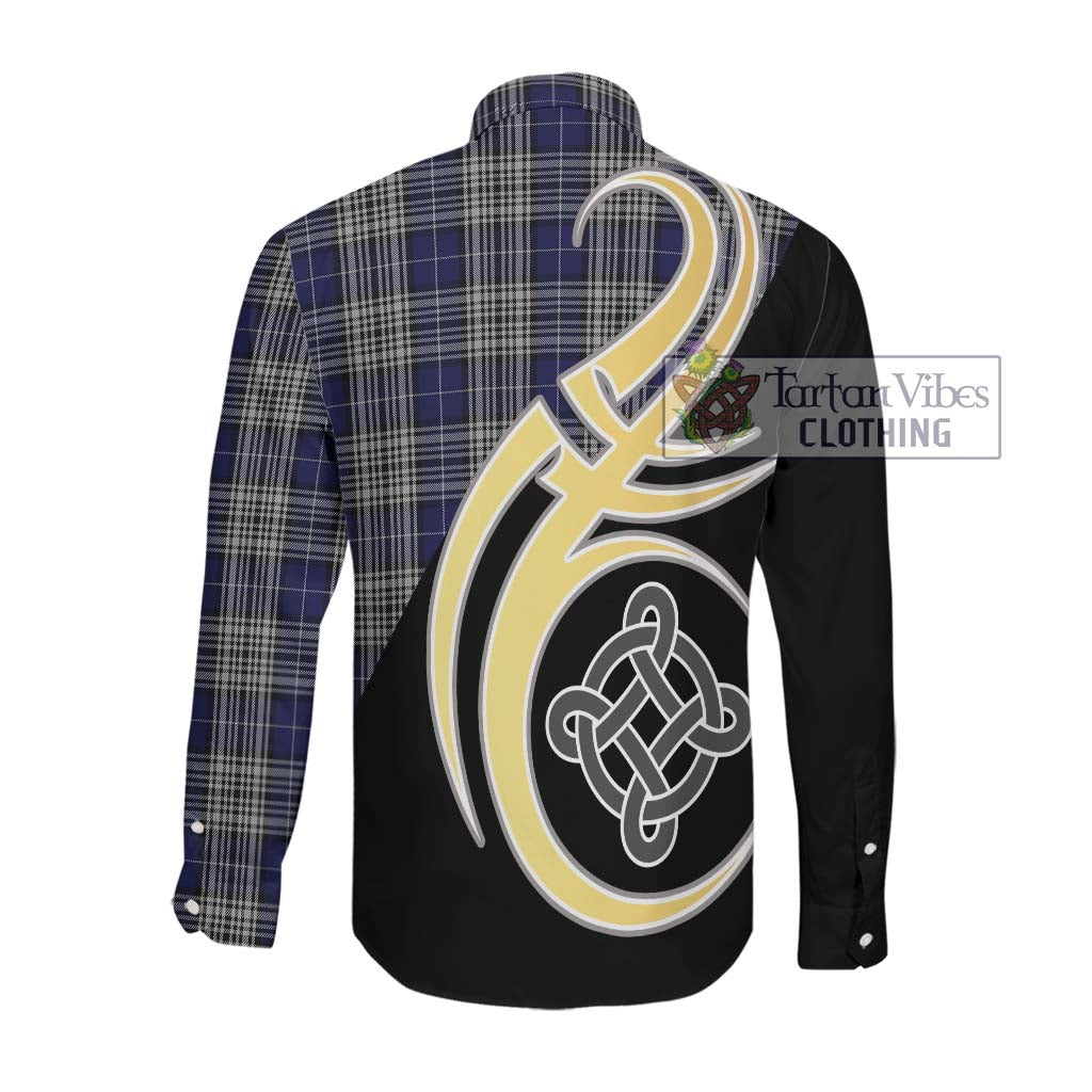 Napier Tartan Long Sleeve Button Shirt with Family Crest and Celtic Symbol Style Men's Shirt - Tartan Vibes Clothing