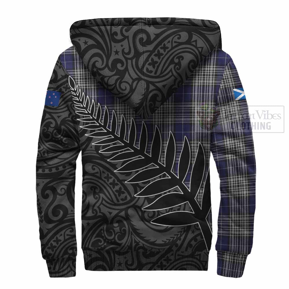 Tartan Vibes Clothing Napier Crest Tartan Sherpa Hoodie with New Zealand Silver Fern Half Style