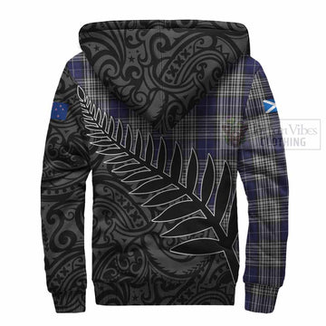 Tartan Vibes Clothing Napier Crest Tartan Sherpa Hoodie with New Zealand Silver Fern Half Style
