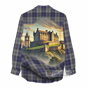 Tartan Vibes Clothing Napier Tartan Family Crest Women's Casual Shirt with Scottish Ancient Castle Style