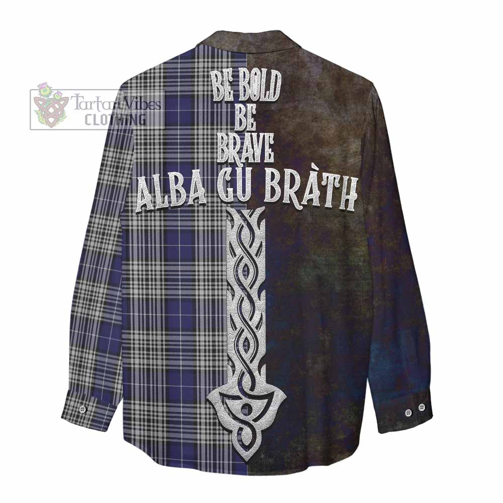 Tartan Vibes Clothing Napier Tartan Family Crest Women's Casual Shirt Alba Gu Brath Be Brave Lion Ancient Style