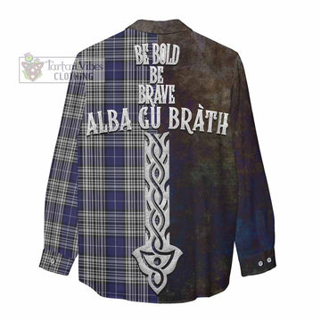 Tartan Vibes Clothing Napier Tartan Family Crest Women's Casual Shirt Alba Gu Brath Be Brave Lion Ancient Style