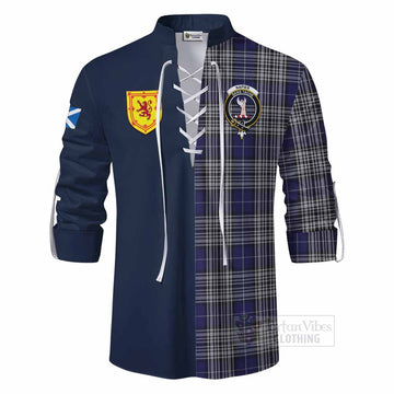 Napier Tartan Ghillie Kilt Shirt Alba with Scottish Lion Royal Arm Half Style