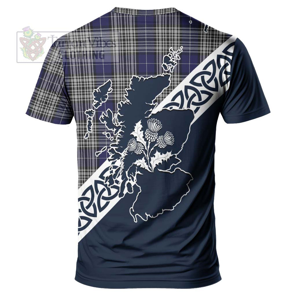 Napier Tartan T-Shirt Featuring Thistle and Scotland Map - Tartanvibesclothing Store