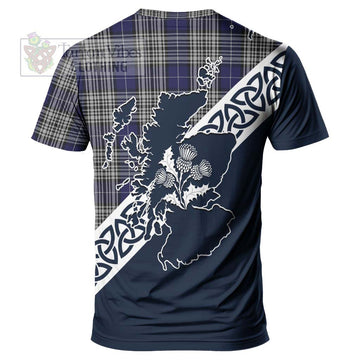 Napier Tartan T-Shirt Featuring Thistle and Scotland Map - Tartanvibesclothing Store