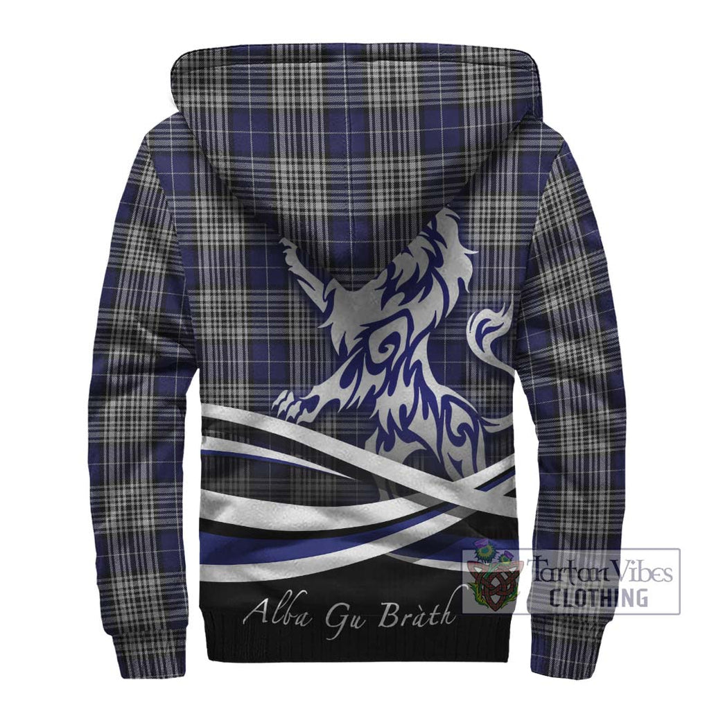 Napier Tartan Sherpa Hoodie with Alba Gu Brath Regal Lion Emblem - Tartanvibesclothing Shop