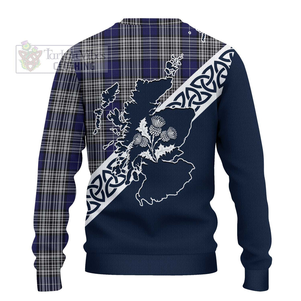 Tartan Vibes Clothing Napier Tartan Knitted Sweater Featuring Thistle and Scotland Map