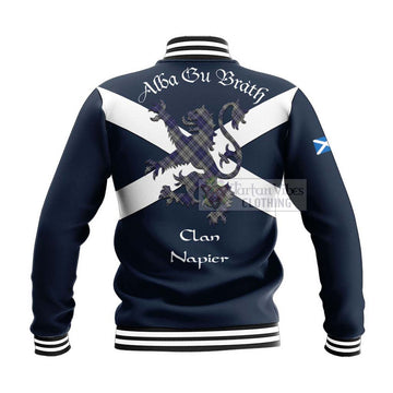 Tartan Vibes Clothing Napier Tartan Lion Rampant Baseball Jacket – Proudly Display Your Heritage with Alba Gu Brath and Clan Name