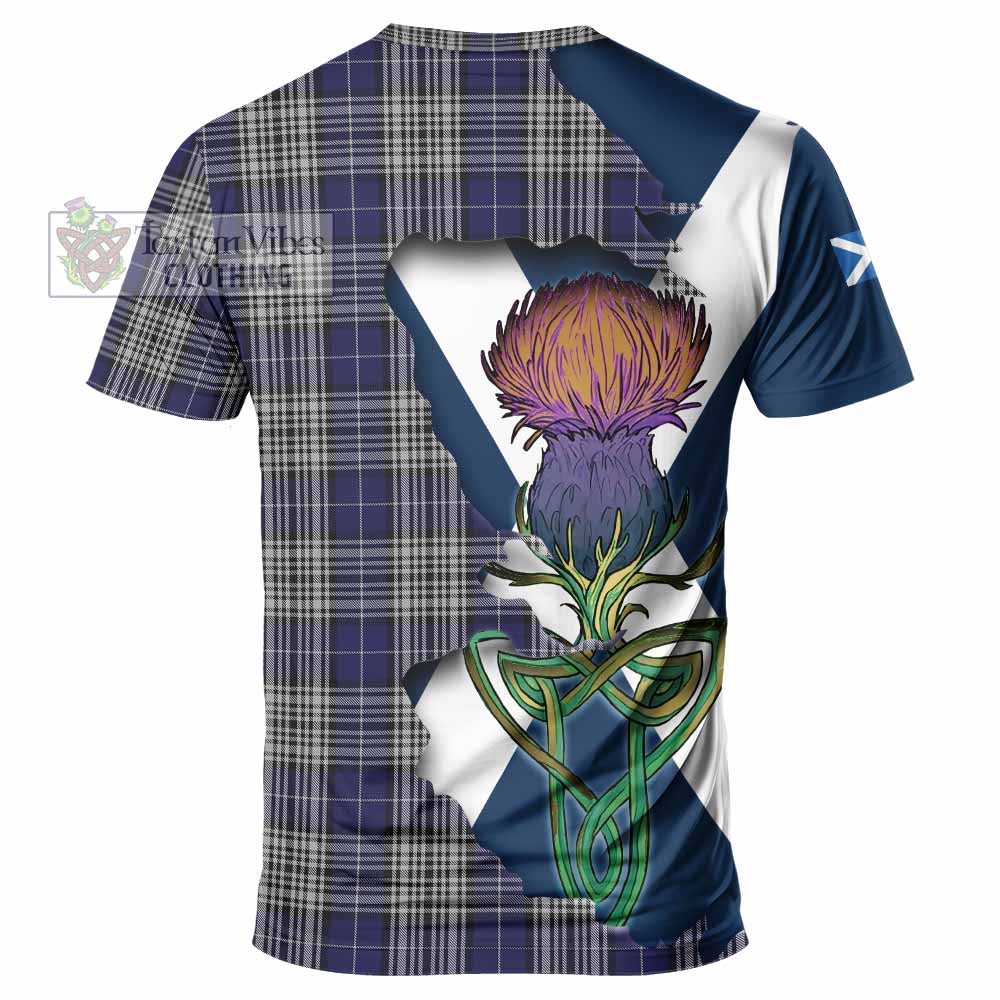 Tartan Vibes Clothing Napier Tartan Family Crest T-Shirt Scottish Thistle Celtic Inspired