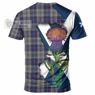 Tartan Vibes Clothing Napier Tartan Family Crest T-Shirt Scottish Thistle Celtic Inspired
