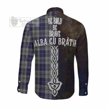 Napier Tartan Family Crest Long Sleeve Button Shirt Alba Gu Brath Be Brave Lion Ancient Style