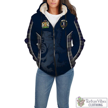 Napier Tartan Sherpa Hoodie with Family Crest and Lion Rampant Vibes Sport Style