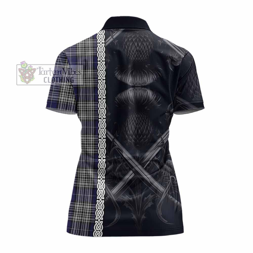 Tartan Vibes Clothing Napier Tartan Women's Polo Shirt with Family Crest Cross Sword Thistle Celtic Vibes
