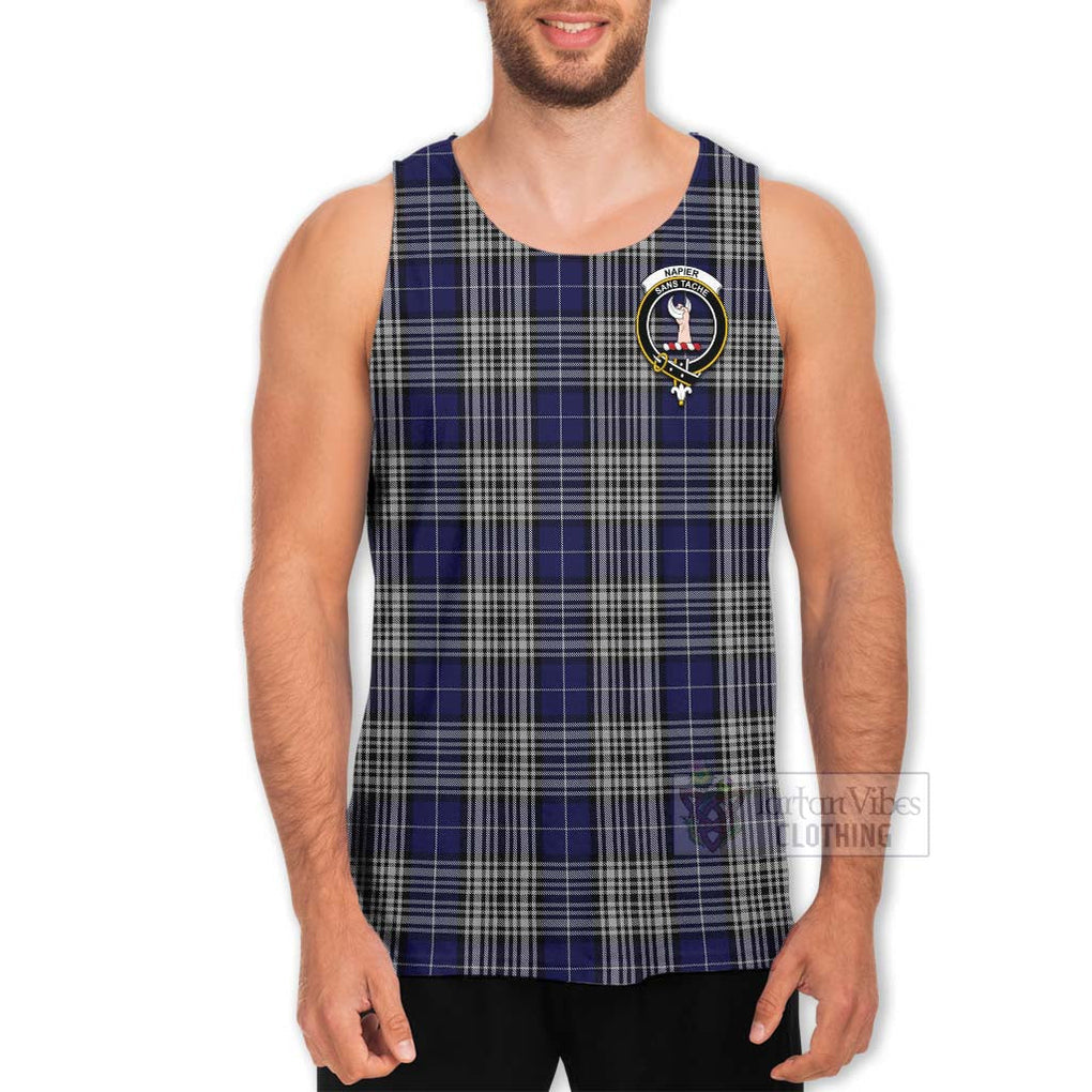 Tartan Vibes Clothing Napier Tartan Men's Tank Top with Family Crest and Bearded Skull Holding Bottles of Whiskey