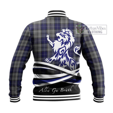 Napier Tartan Baseball Jacket with Alba Gu Brath Regal Lion Emblem - Tartanvibesclothing Shop