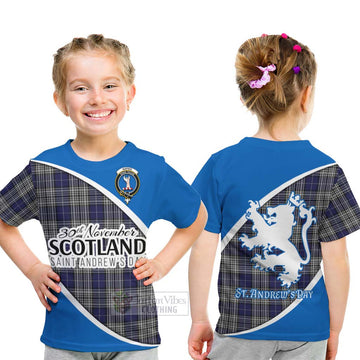 Tartan Vibes Clothing Napier Family Crest Tartan Kid T-Shirt Celebrate Saint Andrew's Day in Style