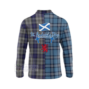 Napier Tartan Long Sleeve Polo Shirt Happy St. Andrew's Day Half Tartan Style - Tartan Vibes Clothing
