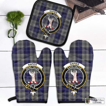 Napier Tartan Combo Oven Mitt & Pot-Holder with Family Crest Combo 1 Oven Mitt & 1 Pot-Holder Black - Tartan Vibes Clothing