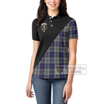 Napier Tartan Women's Polo Shirt with Family Crest and Military Logo Style - Tartanvibesclothing Shop