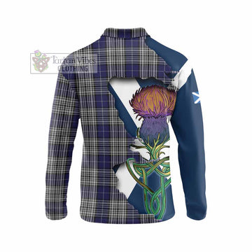Tartan Vibes Clothing Napier Tartan Family Crest Long Sleeve Polo Shirt Scottish Thistle Celtic Inspired