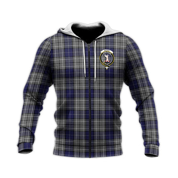 Napier Tartan Knitted Hoodie with Family Crest