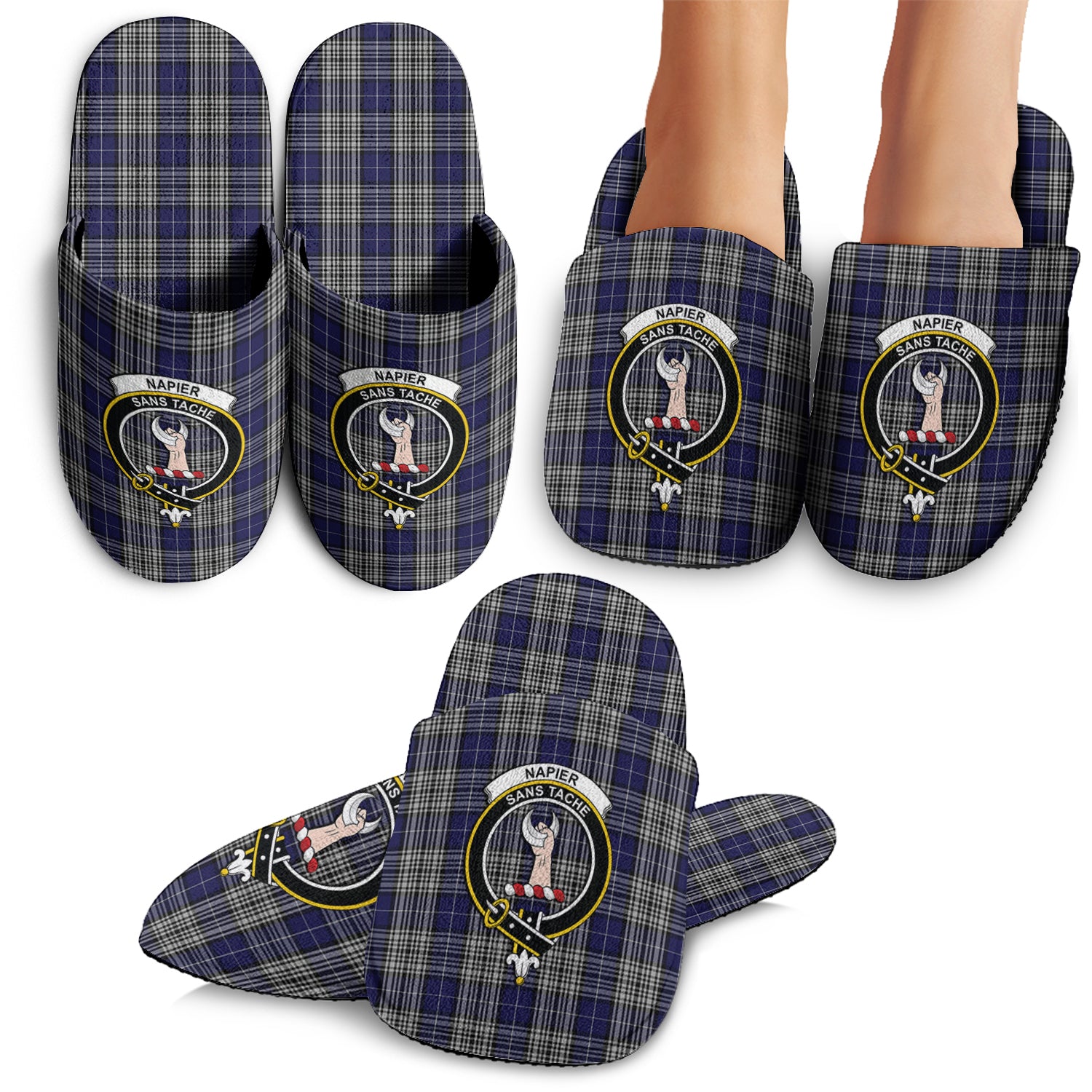 Napier Tartan Home Slippers with Family Crest - Tartan Vibes Clothing