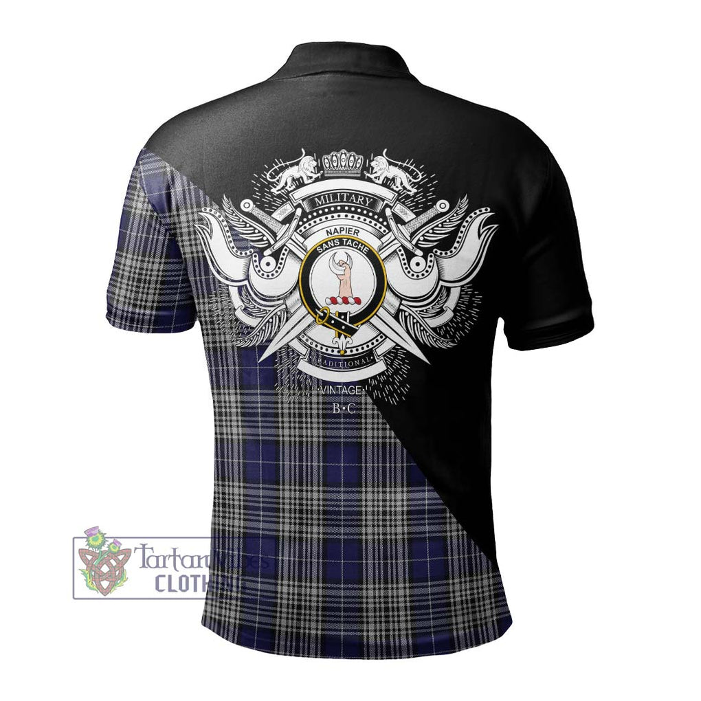Napier Tartan Polo Shirt with Family Crest and Military Logo Style - Tartan Vibes Clothing