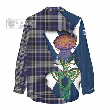 Tartan Vibes Clothing Napier Tartan Family Crest Women's Casual Shirt Scottish Thistle Celtic Inspired