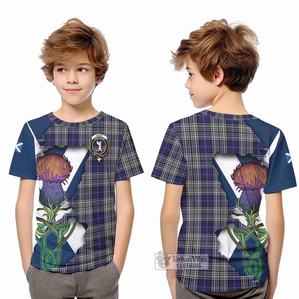 Tartan Vibes Clothing Napier Tartan Family Crest Kid T-Shirt Scottish Thistle Celtic Inspired