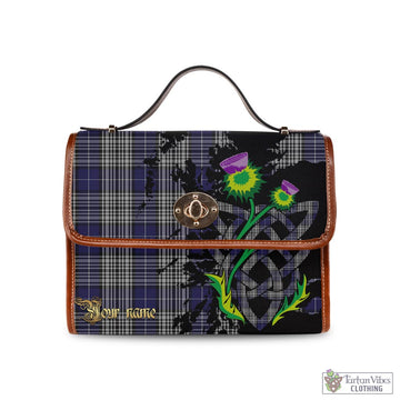 Napier Tartan Waterproof Canvas Bag with Scotland Map and Thistle Celtic Accents