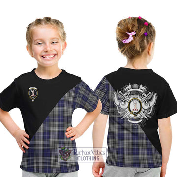 Napier Tartan Kid T-Shirt with Family Crest and Military Logo Style - Tartanvibesclothing Shop