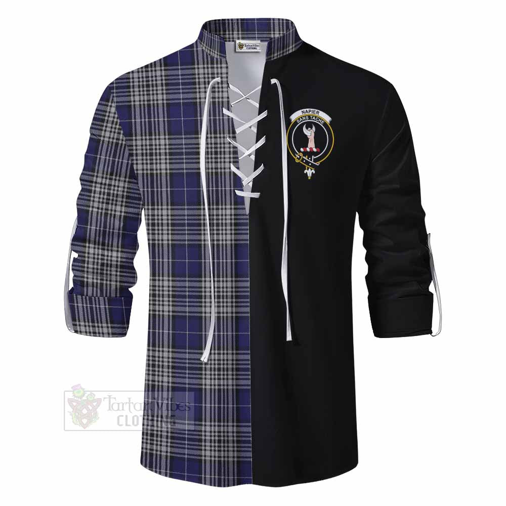 Tartan Vibes Clothing Napier Tartan Ghillie Kilt Shirt with Family Crest and Half Of Me Style