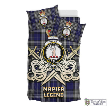 Napier Tartan Bedding Set with Clan Crest and the Golden Sword of Courageous Legacy
