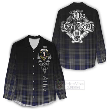 Tartan Vibes Clothing Napier Tartan Women's Casual Shirt Featuring Alba Gu Brath Family Crest Celtic Inspired