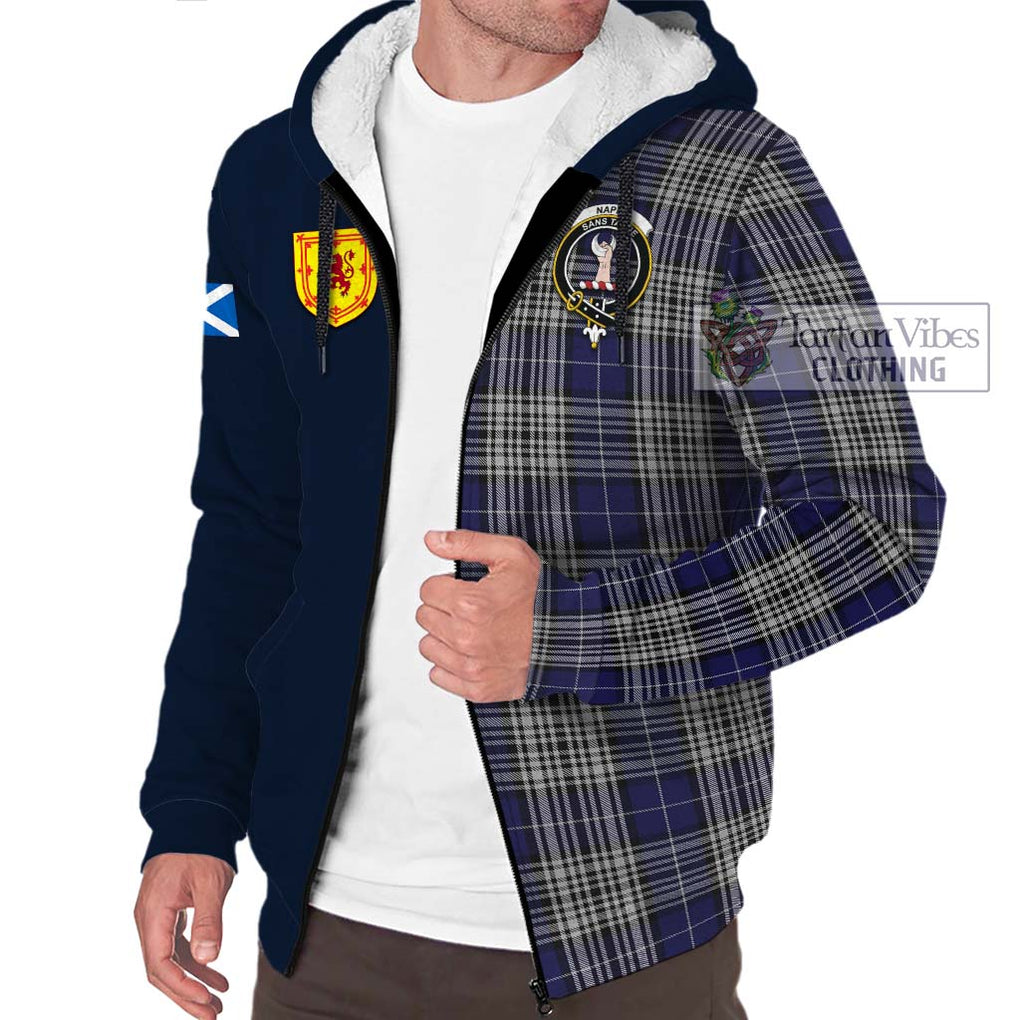 Tartan Vibes Clothing Napier Tartan Sherpa Hoodie with Scottish Lion Royal Arm Half Style