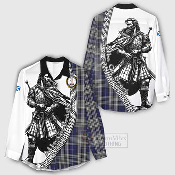 Tartan Vibes Clothing Napier Tartan Clan Crest Women's Casual Shirt with Highlander Warrior Celtic Style