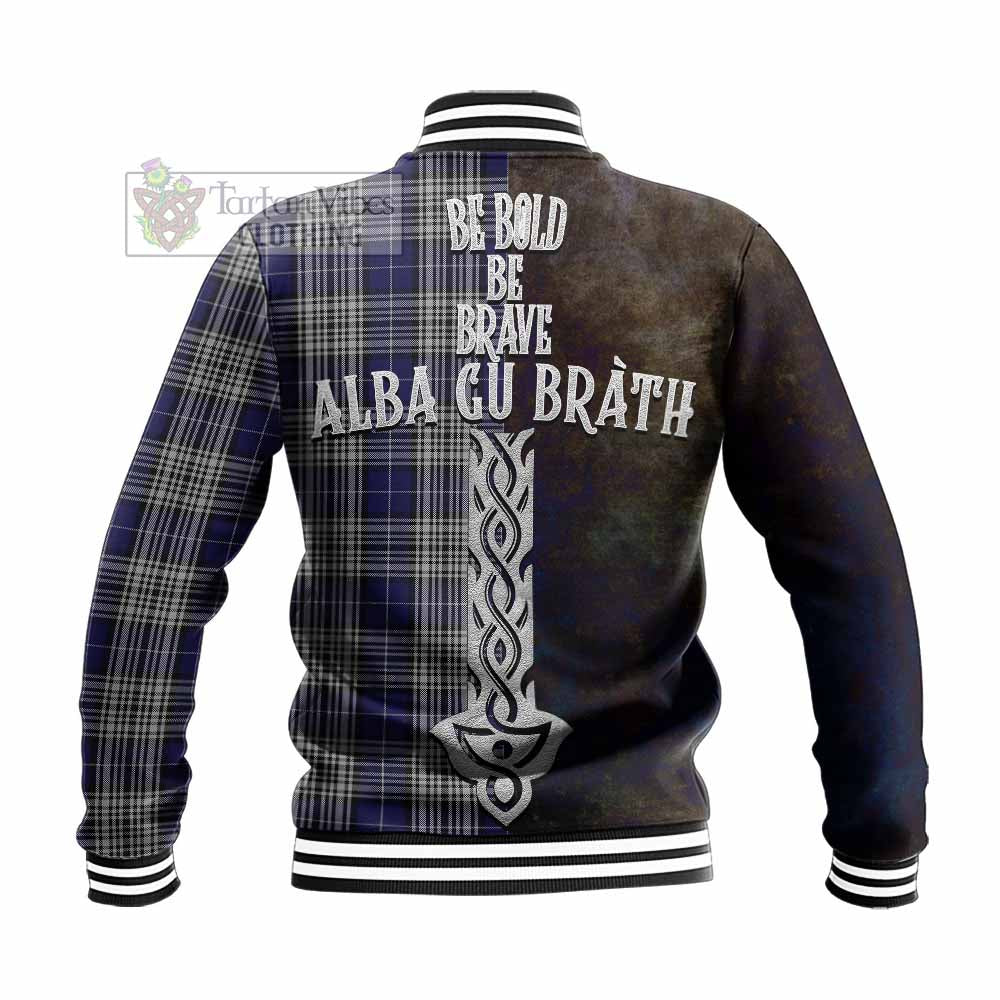 Tartan Vibes Clothing Napier Tartan Family Crest Baseball Jacket Alba Gu Brath Be Brave Lion Ancient Style