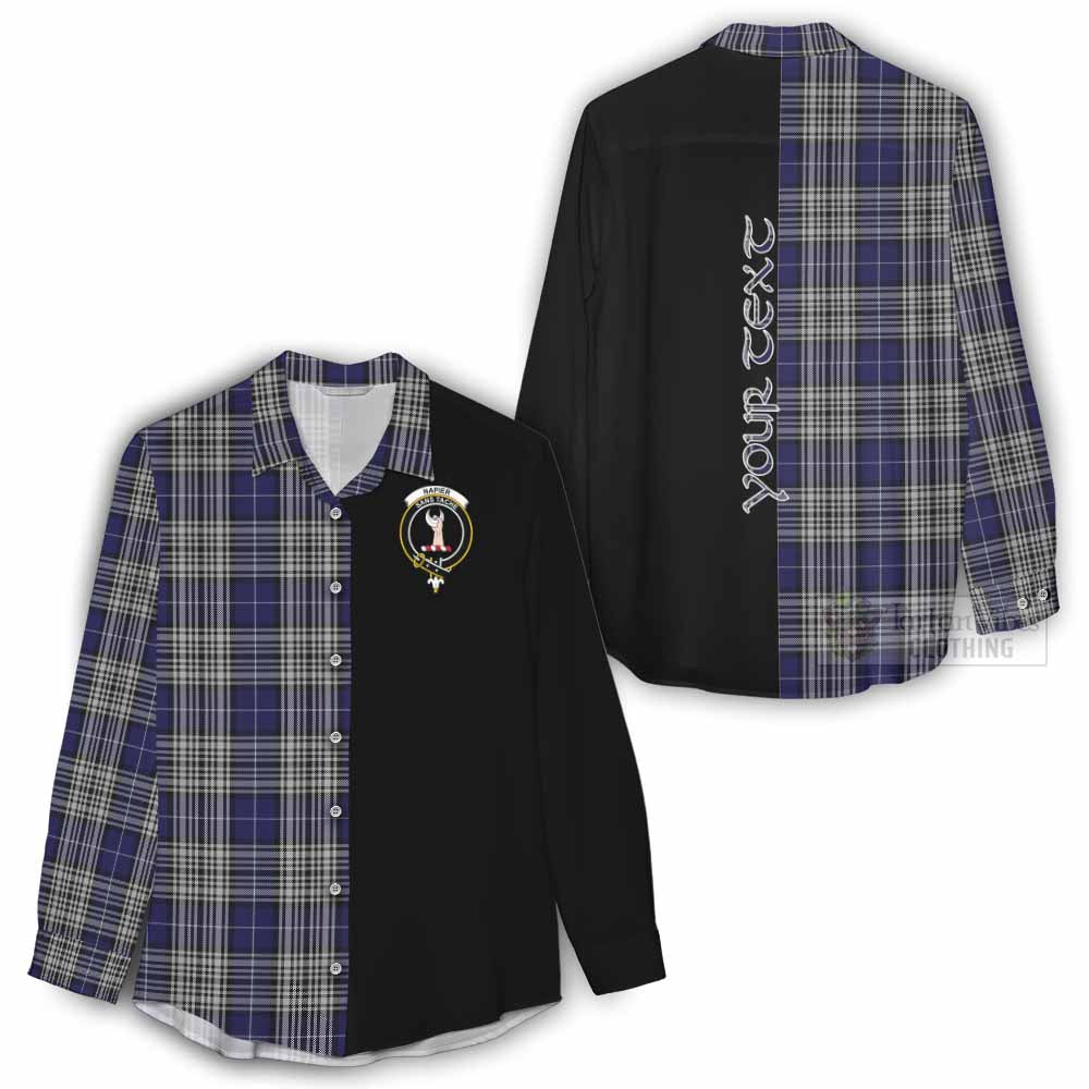 Tartan Vibes Clothing Napier Tartan Women's Casual Shirt with Family Crest and Half Of Me Style