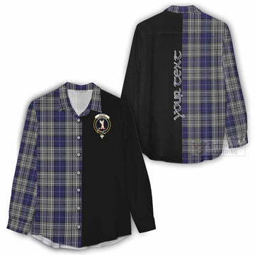 Tartan Vibes Clothing Napier Tartan Women's Casual Shirt with Family Crest and Half Of Me Style