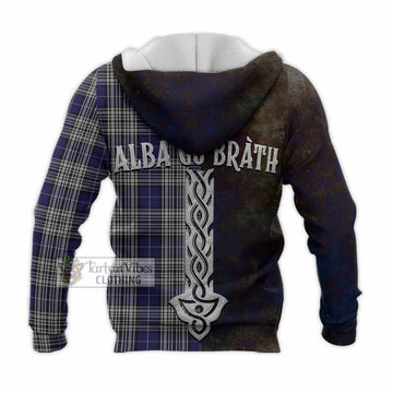 Napier Tartan Family Crest Knitted Hoodie Alba Gu Brath Be Brave Lion Ancient Style