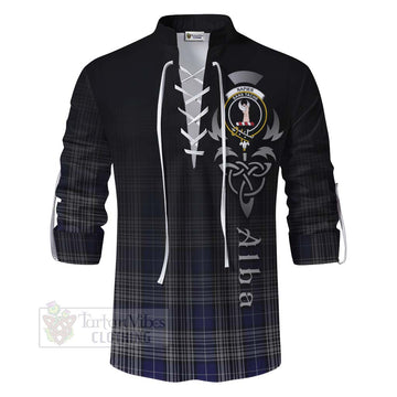 Tartan Vibes Clothing Napier Tartan Ghillie Kilt Shirt Featuring Alba Gu Brath Family Crest Celtic Inspired
