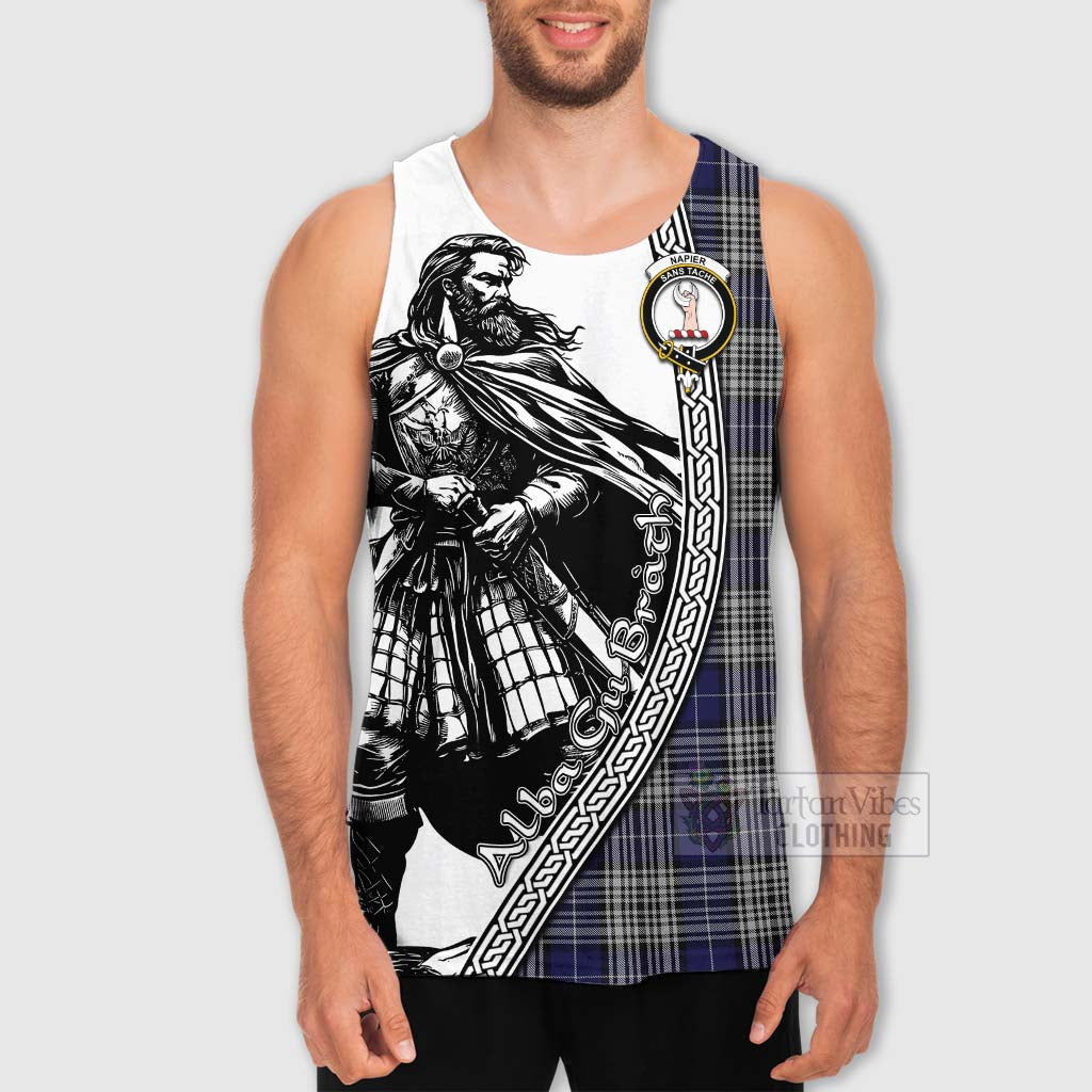 Tartan Vibes Clothing Napier Tartan Clan Crest Men's Tank Top with Highlander Warrior Celtic Style