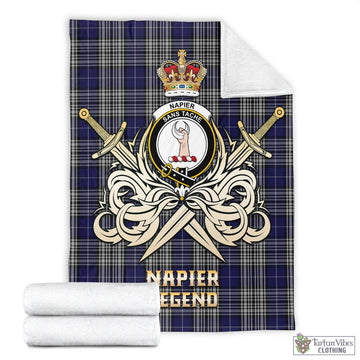 Napier Tartan Blanket with Clan Crest and the Golden Sword of Courageous Legacy