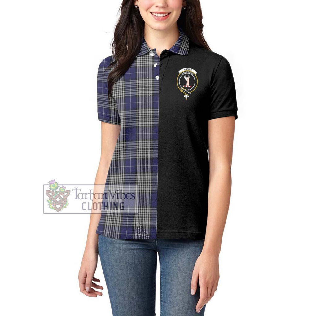 Napier Tartan Women's Polo Shirt with Family Crest and Half Of Me Style - Tartanvibesclothing Shop