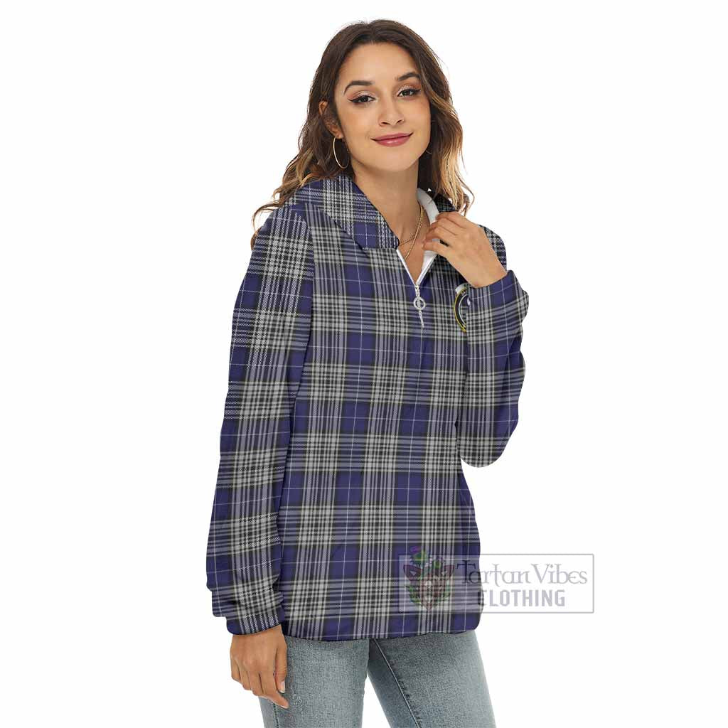 Tartan Vibes Clothing Napier Tartan Crest Women's Borg  Half Zip Fleece Hoodie