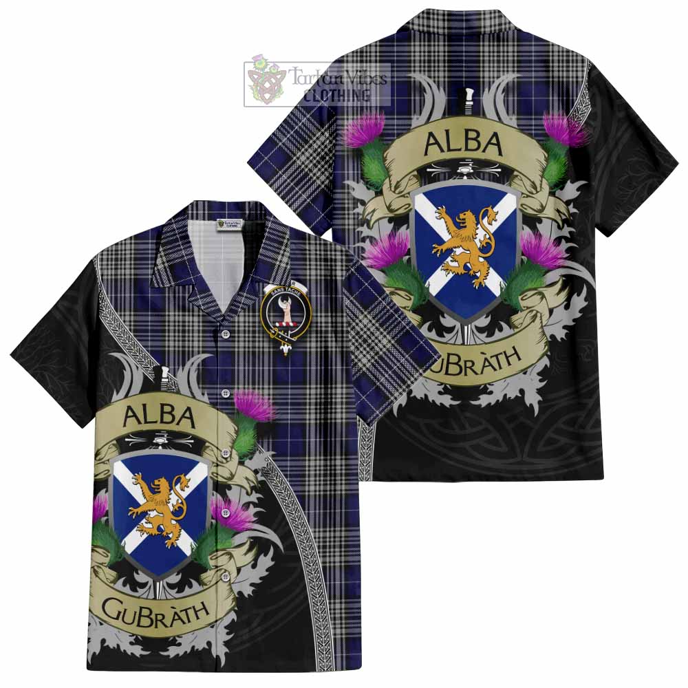 Tartan Vibes Clothing Napier Tartan Family Crest Short Sleeve Button Shirt Lion Rampant Royal Thistle Shield Celtic Inspired