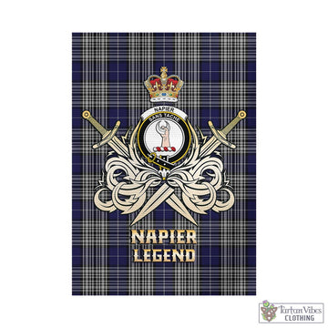 Napier Tartan Garden Flag with Clan Crest and the Golden Sword of Courageous Legacy