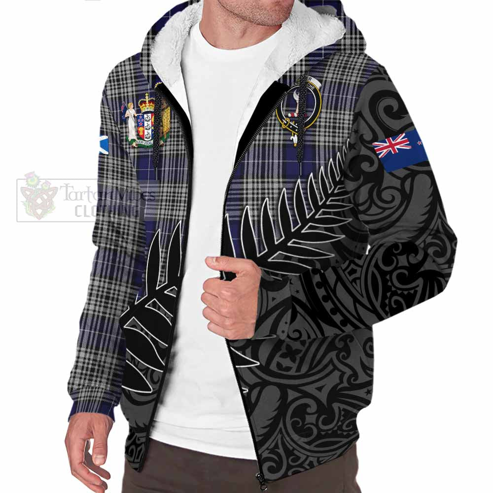 Tartan Vibes Clothing Napier Crest Tartan Sherpa Hoodie with New Zealand Silver Fern Half Style