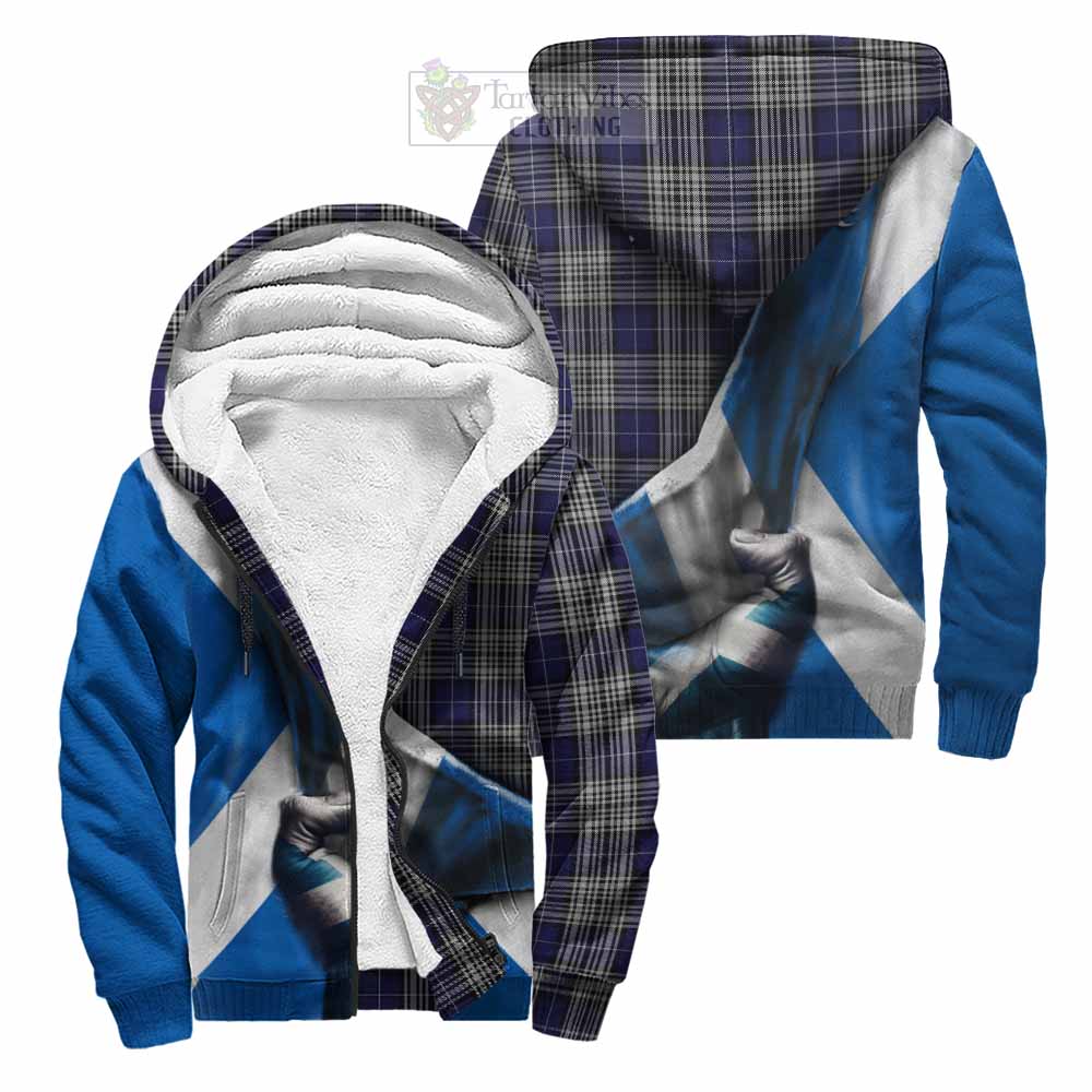 Tartan Vibes Clothing Napier Tartan Sherpa Hoodie with Family Crest Scotland Patriotic Style